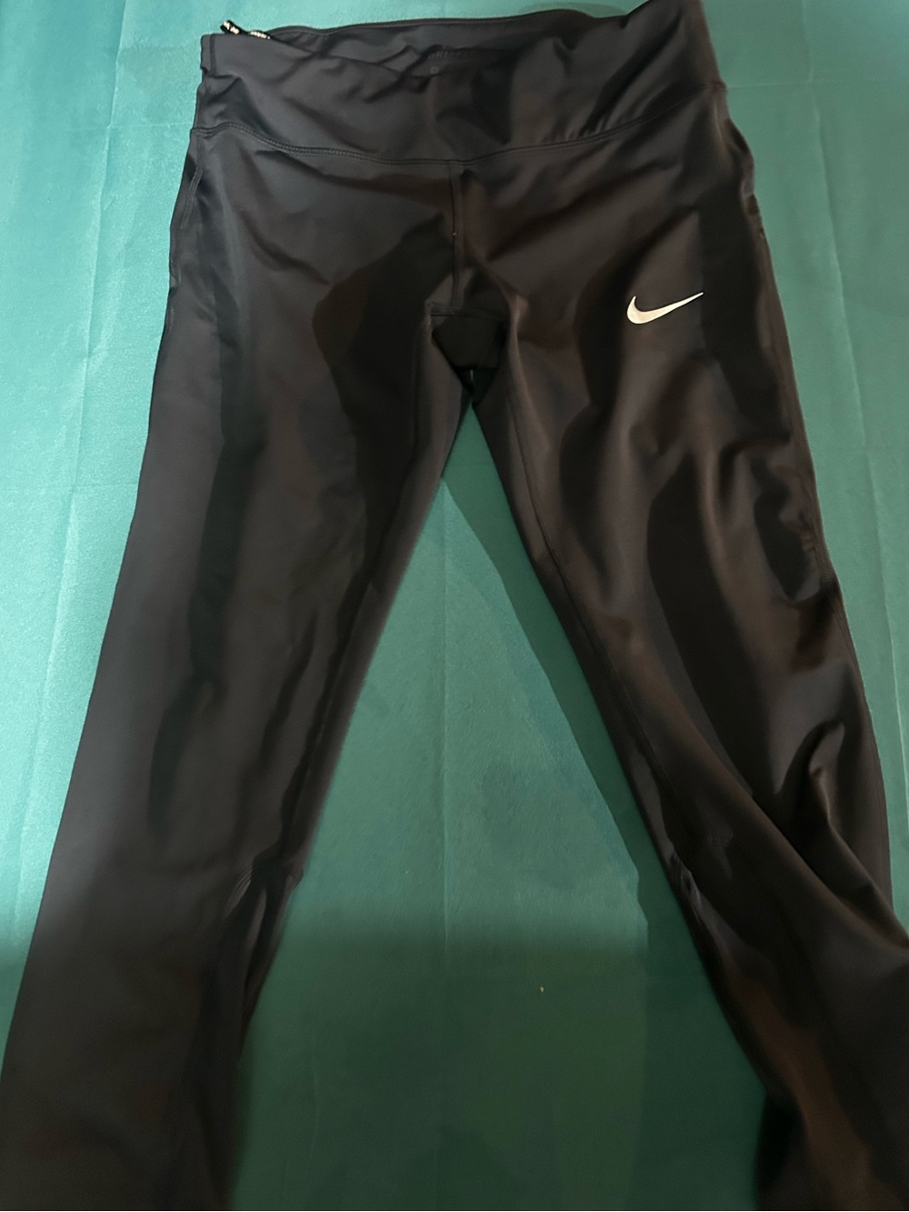 Nike skate blue running Performance Leggings with White Swoosh
